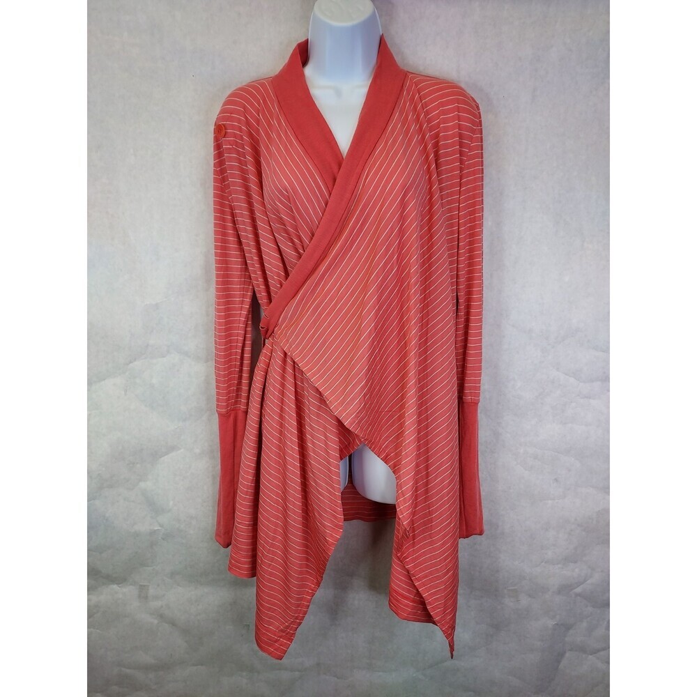 Icebreaker Merino Wool Bliss Wrap Sweater M Stripe Adjustable Cardigan Lagenlook